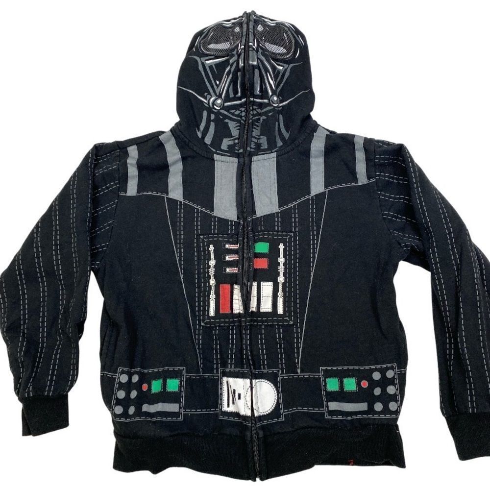 Boys Star Wars Darth Vader Face Costume Zip Hoodie Youth Small